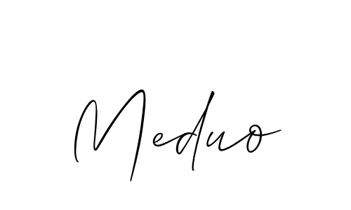 Also You can easily find your signature by using the search form. We will create Meduo name handwritten signature images for you free of cost using Allison_Script sign style. Meduo signature style 2 images and pictures png