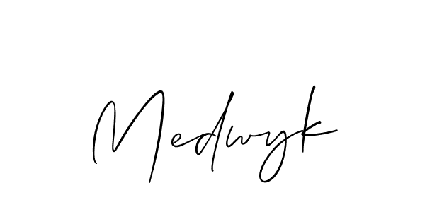 Design your own signature with our free online signature maker. With this signature software, you can create a handwritten (Allison_Script) signature for name Medwyk. Medwyk signature style 2 images and pictures png
