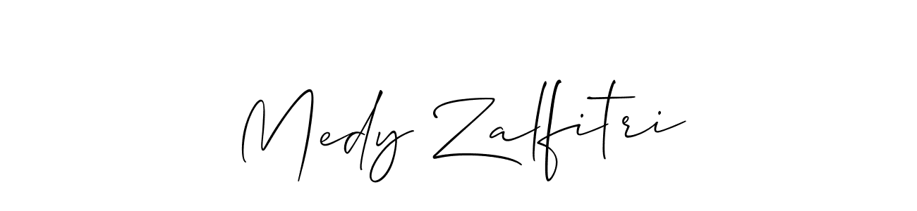 How to make Medy Zalfitri name signature. Use Allison_Script style for creating short signs online. This is the latest handwritten sign. Medy Zalfitri signature style 2 images and pictures png