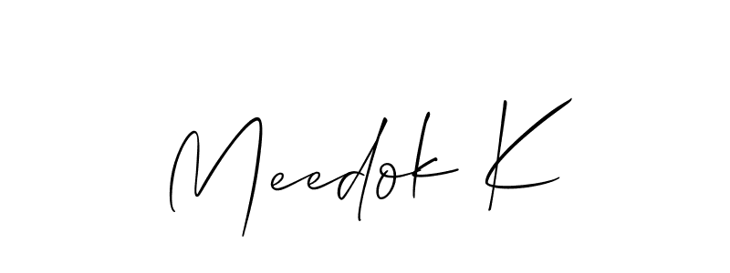 Meedok K stylish signature style. Best Handwritten Sign (Allison_Script) for my name. Handwritten Signature Collection Ideas for my name Meedok K. Meedok K signature style 2 images and pictures png