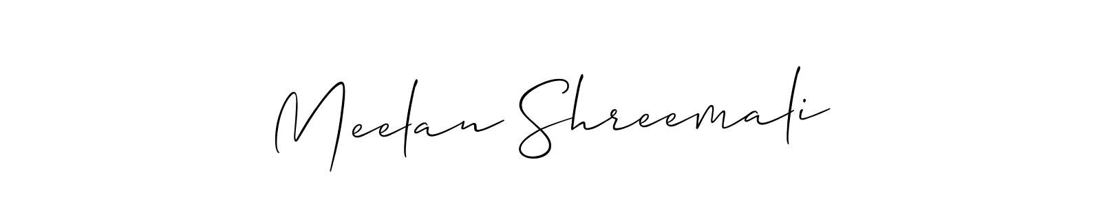 Design your own signature with our free online signature maker. With this signature software, you can create a handwritten (Allison_Script) signature for name Meelan Shreemali. Meelan Shreemali signature style 2 images and pictures png