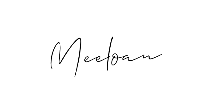 Use a signature maker to create a handwritten signature online. With this signature software, you can design (Allison_Script) your own signature for name Meeloan. Meeloan signature style 2 images and pictures png