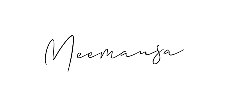 Use a signature maker to create a handwritten signature online. With this signature software, you can design (Allison_Script) your own signature for name Meemansa. Meemansa signature style 2 images and pictures png