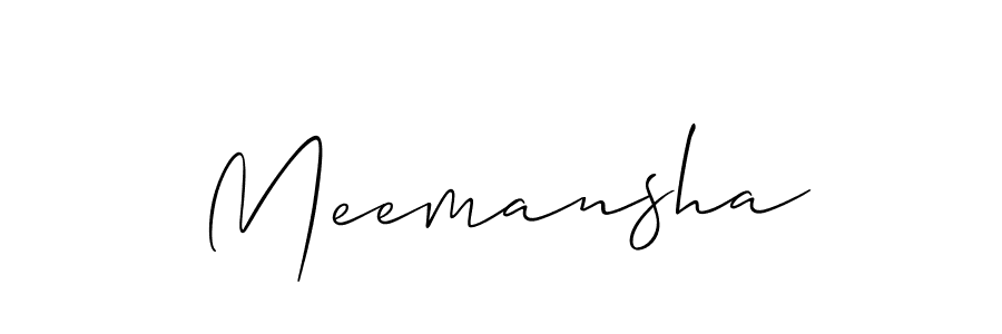 Use a signature maker to create a handwritten signature online. With this signature software, you can design (Allison_Script) your own signature for name Meemansha. Meemansha signature style 2 images and pictures png