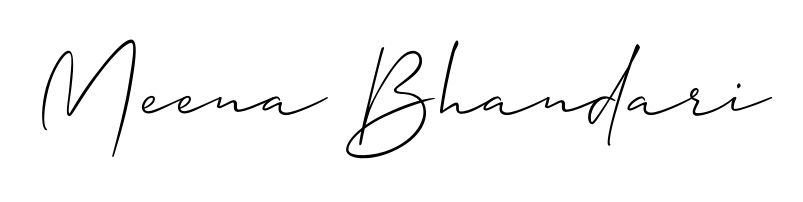 Transform the name Meena Bhandari into a signature masterpiece using Allison_Script font. Ideal for photographers, artists, and creators looking for watermarks. Meena Bhandari signature style 2 images and pictures png
