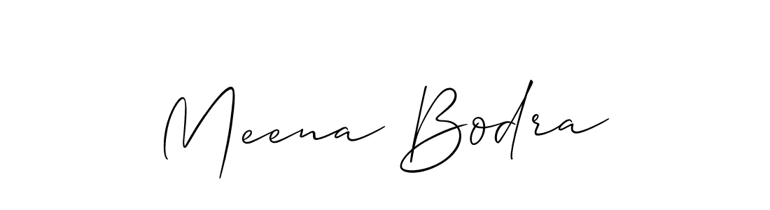 Make a short Meena Bodra signature style. Manage your documents anywhere anytime using Allison_Script. Create and add eSignatures, submit forms, share and send files easily. Meena Bodra signature style 2 images and pictures png