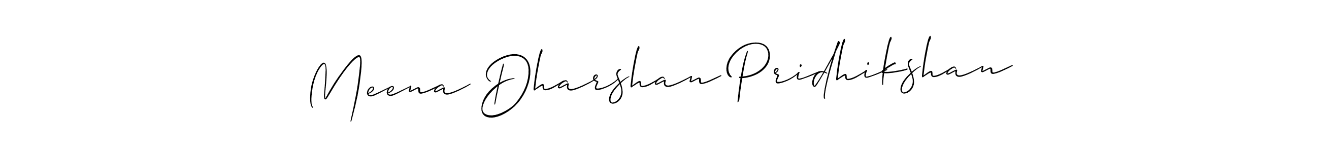 Also we have Meena Dharshan Pridhikshan name is the best signature style. Create professional handwritten signature collection using Allison_Script autograph style. Meena Dharshan Pridhikshan signature style 2 images and pictures png