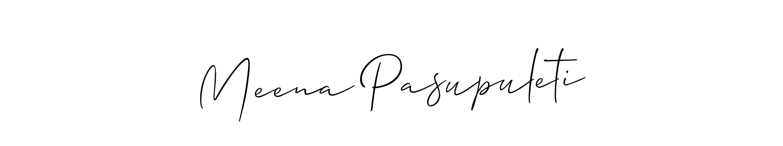 Allison_Script is a professional signature style that is perfect for those who want to add a touch of class to their signature. It is also a great choice for those who want to make their signature more unique. Get Meena Pasupuleti name to fancy signature for free. Meena Pasupuleti signature style 2 images and pictures png