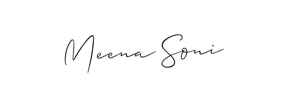 Make a beautiful signature design for name Meena Soni. With this signature (Allison_Script) style, you can create a handwritten signature for free. Meena Soni signature style 2 images and pictures png