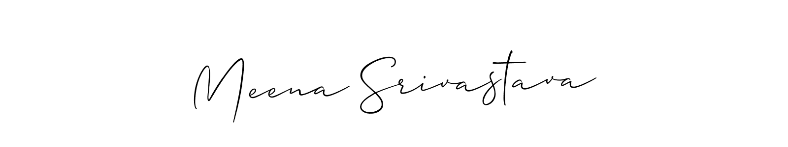 Create a beautiful signature design for name Meena Srivastava. With this signature (Allison_Script) fonts, you can make a handwritten signature for free. Meena Srivastava signature style 2 images and pictures png