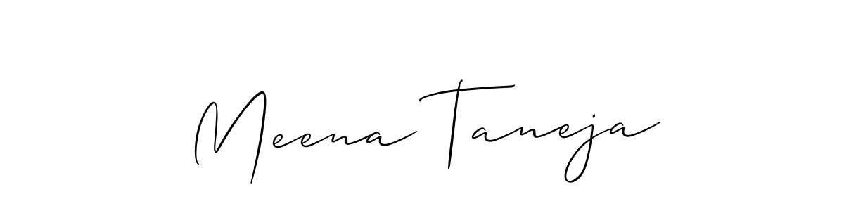 Create a beautiful signature design for name Meena Taneja. With this signature (Allison_Script) fonts, you can make a handwritten signature for free. Meena Taneja signature style 2 images and pictures png