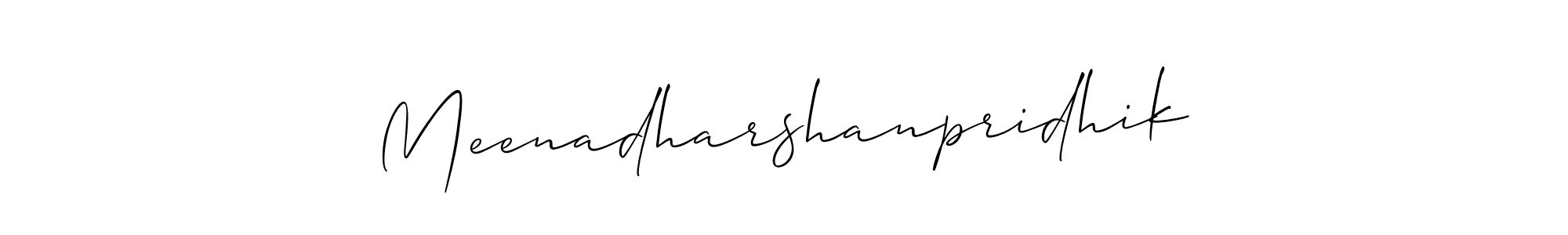 if you are searching for the best signature style for your name Meenadharshanpridhik. so please give up your signature search. here we have designed multiple signature styles  using Allison_Script. Meenadharshanpridhik signature style 2 images and pictures png