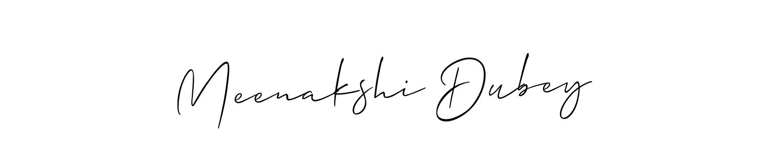 The best way (Allison_Script) to make a short signature is to pick only two or three words in your name. The name Meenakshi Dubey include a total of six letters. For converting this name. Meenakshi Dubey signature style 2 images and pictures png