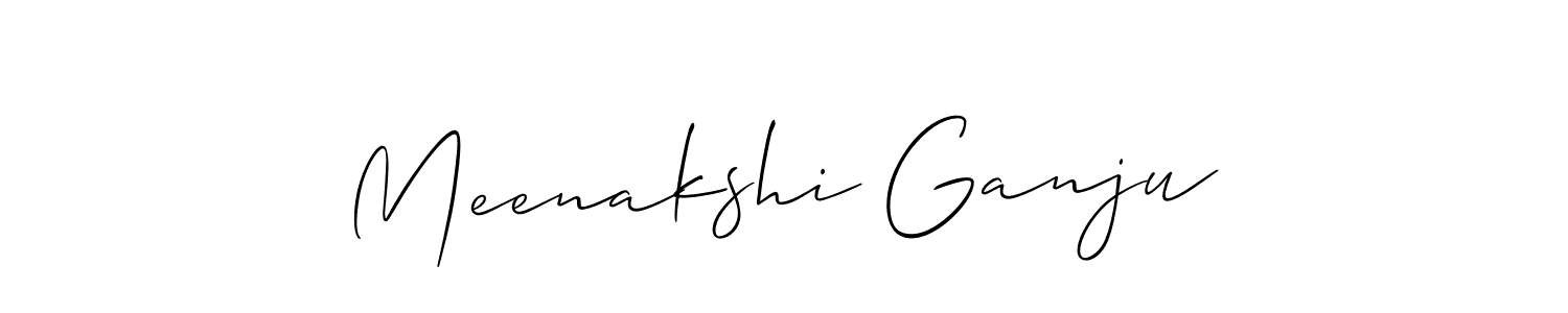 The best way (Allison_Script) to make a short signature is to pick only two or three words in your name. The name Meenakshi Ganju include a total of six letters. For converting this name. Meenakshi Ganju signature style 2 images and pictures png