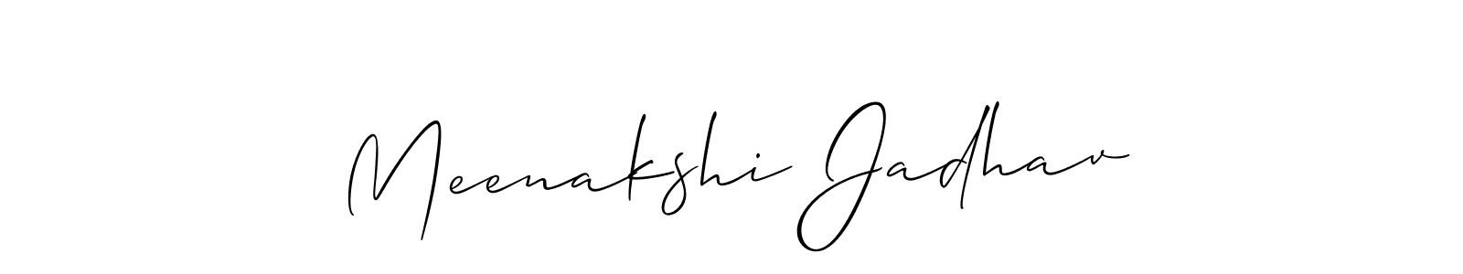 The best way (Allison_Script) to make a short signature is to pick only two or three words in your name. The name Meenakshi Jadhav include a total of six letters. For converting this name. Meenakshi Jadhav signature style 2 images and pictures png