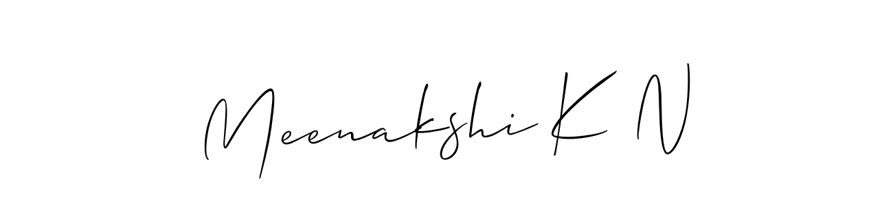 Use a signature maker to create a handwritten signature online. With this signature software, you can design (Allison_Script) your own signature for name Meenakshi K N. Meenakshi K N signature style 2 images and pictures png
