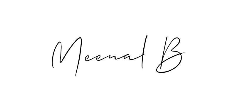 Create a beautiful signature design for name Meenal B. With this signature (Allison_Script) fonts, you can make a handwritten signature for free. Meenal B signature style 2 images and pictures png