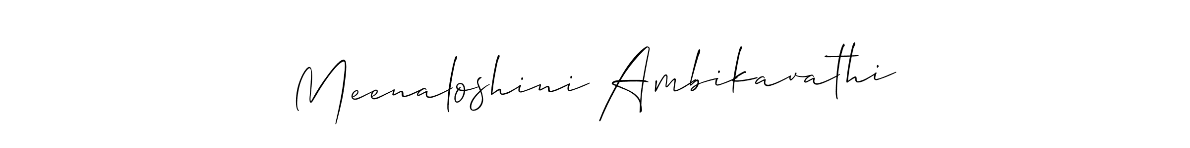 Use a signature maker to create a handwritten signature online. With this signature software, you can design (Allison_Script) your own signature for name Meenaloshini Ambikavathi. Meenaloshini Ambikavathi signature style 2 images and pictures png