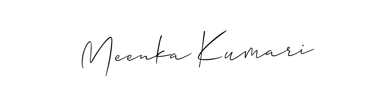 Allison_Script is a professional signature style that is perfect for those who want to add a touch of class to their signature. It is also a great choice for those who want to make their signature more unique. Get Meenka Kumari name to fancy signature for free. Meenka Kumari signature style 2 images and pictures png