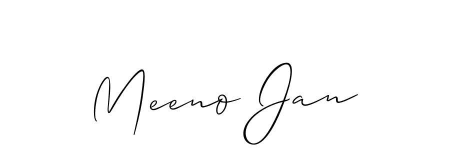 Use a signature maker to create a handwritten signature online. With this signature software, you can design (Allison_Script) your own signature for name Meeno Jan. Meeno Jan signature style 2 images and pictures png