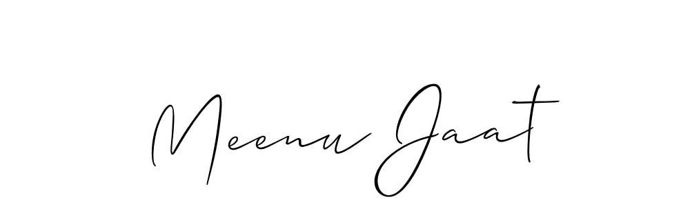 How to make Meenu Jaat name signature. Use Allison_Script style for creating short signs online. This is the latest handwritten sign. Meenu Jaat signature style 2 images and pictures png