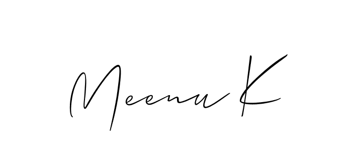 Meenu K stylish signature style. Best Handwritten Sign (Allison_Script) for my name. Handwritten Signature Collection Ideas for my name Meenu K. Meenu K signature style 2 images and pictures png