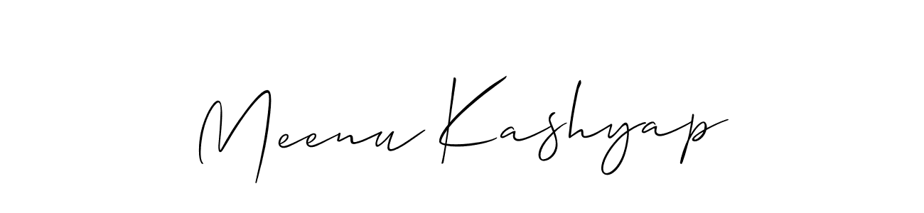 It looks lik you need a new signature style for name Meenu Kashyap. Design unique handwritten (Allison_Script) signature with our free signature maker in just a few clicks. Meenu Kashyap signature style 2 images and pictures png