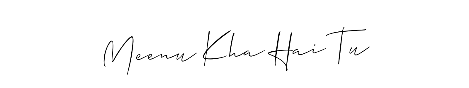 if you are searching for the best signature style for your name Meenu Kha Hai Tu. so please give up your signature search. here we have designed multiple signature styles  using Allison_Script. Meenu Kha Hai Tu signature style 2 images and pictures png