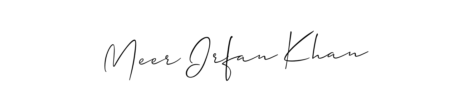 The best way (Allison_Script) to make a short signature is to pick only two or three words in your name. The name Meer Irfan Khan include a total of six letters. For converting this name. Meer Irfan Khan signature style 2 images and pictures png