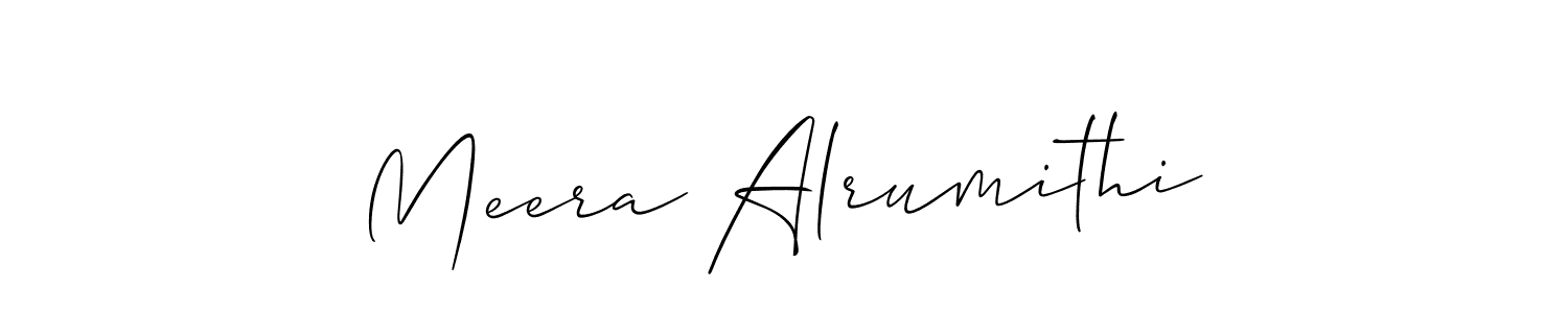 Create a beautiful signature design for name Meera Alrumithi. With this signature (Allison_Script) fonts, you can make a handwritten signature for free. Meera Alrumithi signature style 2 images and pictures png