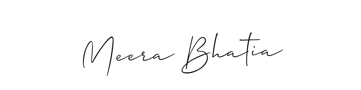 Create a beautiful signature design for name Meera Bhatia. With this signature (Allison_Script) fonts, you can make a handwritten signature for free. Meera Bhatia signature style 2 images and pictures png