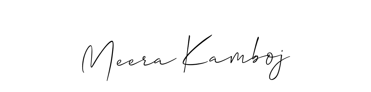 Allison_Script is a professional signature style that is perfect for those who want to add a touch of class to their signature. It is also a great choice for those who want to make their signature more unique. Get Meera Kamboj name to fancy signature for free. Meera Kamboj signature style 2 images and pictures png