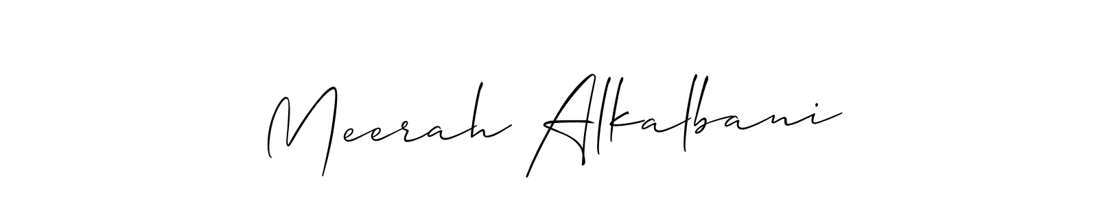 How to make Meerah Alkalbani name signature. Use Allison_Script style for creating short signs online. This is the latest handwritten sign. Meerah Alkalbani signature style 2 images and pictures png