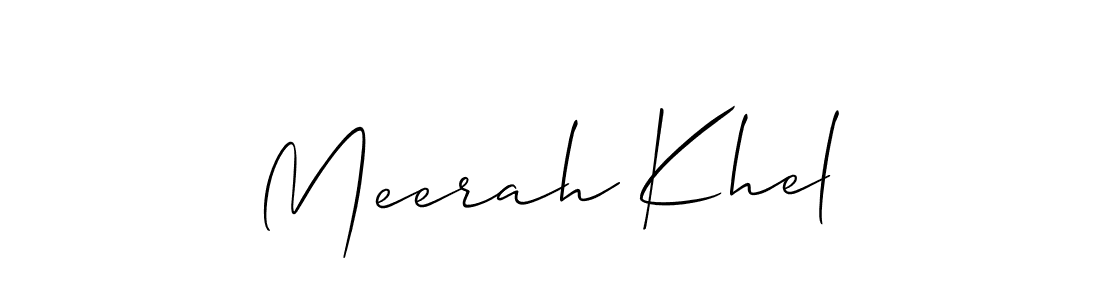 Make a beautiful signature design for name Meerah Khel. With this signature (Allison_Script) style, you can create a handwritten signature for free. Meerah Khel signature style 2 images and pictures png