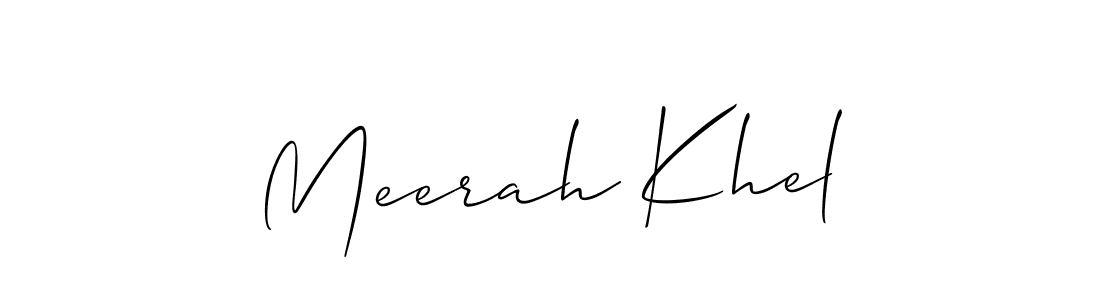 Make a beautiful signature design for name Meerah Khel. With this signature (Allison_Script) style, you can create a handwritten signature for free. Meerah Khel signature style 2 images and pictures png