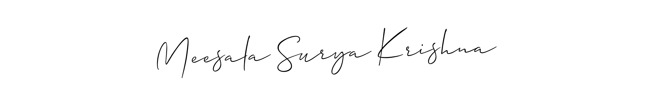 Also we have Meesala Surya Krishna name is the best signature style. Create professional handwritten signature collection using Allison_Script autograph style. Meesala Surya Krishna signature style 2 images and pictures png