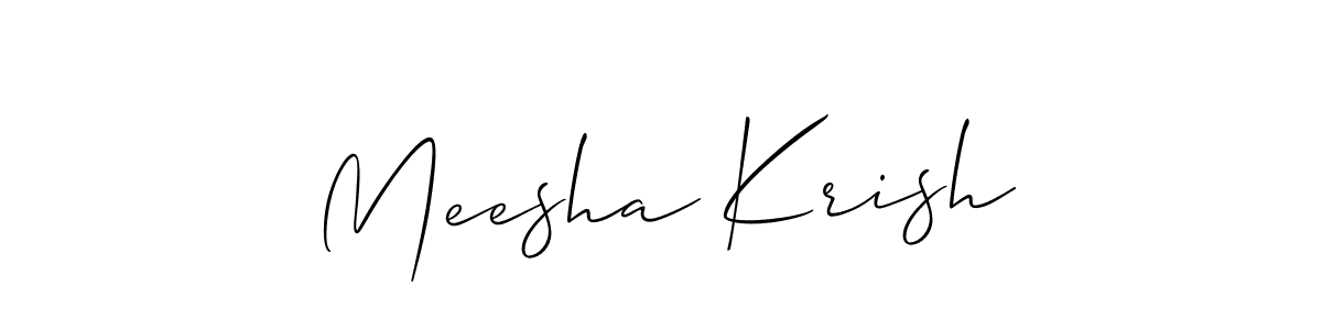 Make a short Meesha Krish signature style. Manage your documents anywhere anytime using Allison_Script. Create and add eSignatures, submit forms, share and send files easily. Meesha Krish signature style 2 images and pictures png