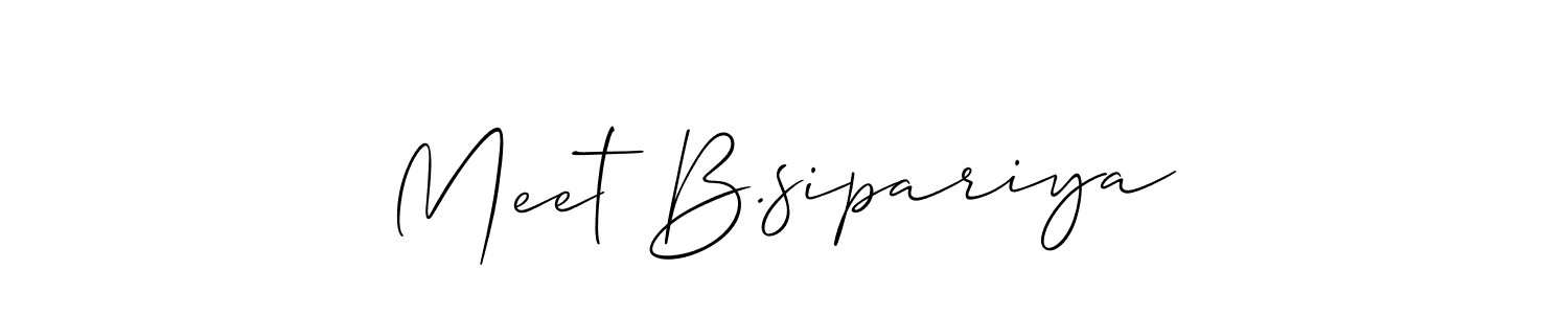 How to Draw Meet B.sipariya signature style? Allison_Script is a latest design signature styles for name Meet B.sipariya. Meet B.sipariya signature style 2 images and pictures png