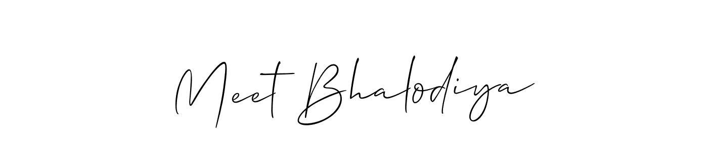 Make a beautiful signature design for name Meet Bhalodiya. With this signature (Allison_Script) style, you can create a handwritten signature for free. Meet Bhalodiya signature style 2 images and pictures png