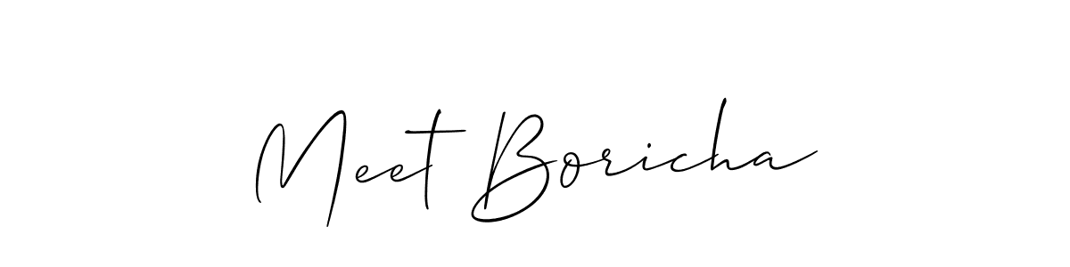 if you are searching for the best signature style for your name Meet Boricha. so please give up your signature search. here we have designed multiple signature styles  using Allison_Script. Meet Boricha signature style 2 images and pictures png