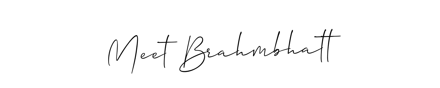 Use a signature maker to create a handwritten signature online. With this signature software, you can design (Allison_Script) your own signature for name Meet Brahmbhatt. Meet Brahmbhatt signature style 2 images and pictures png