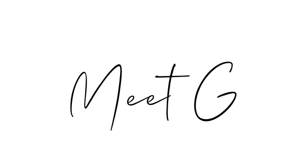 Use a signature maker to create a handwritten signature online. With this signature software, you can design (Allison_Script) your own signature for name Meet G. Meet G signature style 2 images and pictures png