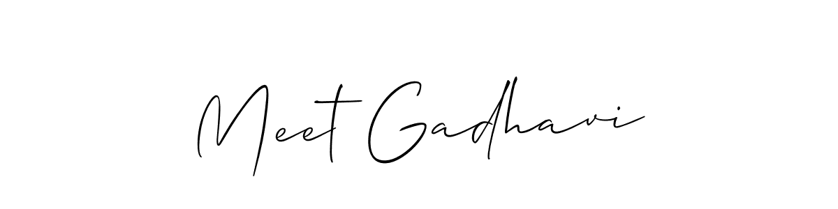 Also You can easily find your signature by using the search form. We will create Meet Gadhavi name handwritten signature images for you free of cost using Allison_Script sign style. Meet Gadhavi signature style 2 images and pictures png