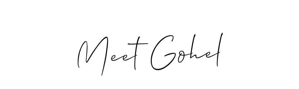 How to make Meet Gohel name signature. Use Allison_Script style for creating short signs online. This is the latest handwritten sign. Meet Gohel signature style 2 images and pictures png