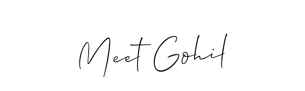 How to make Meet Gohil signature? Allison_Script is a professional autograph style. Create handwritten signature for Meet Gohil name. Meet Gohil signature style 2 images and pictures png