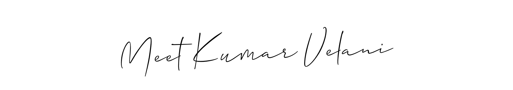 How to make Meet Kumar Velani name signature. Use Allison_Script style for creating short signs online. This is the latest handwritten sign. Meet Kumar Velani signature style 2 images and pictures png