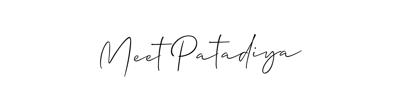 Make a beautiful signature design for name Meet Patadiya. With this signature (Allison_Script) style, you can create a handwritten signature for free. Meet Patadiya signature style 2 images and pictures png