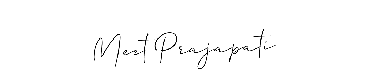 Meet Prajapati stylish signature style. Best Handwritten Sign (Allison_Script) for my name. Handwritten Signature Collection Ideas for my name Meet Prajapati. Meet Prajapati signature style 2 images and pictures png