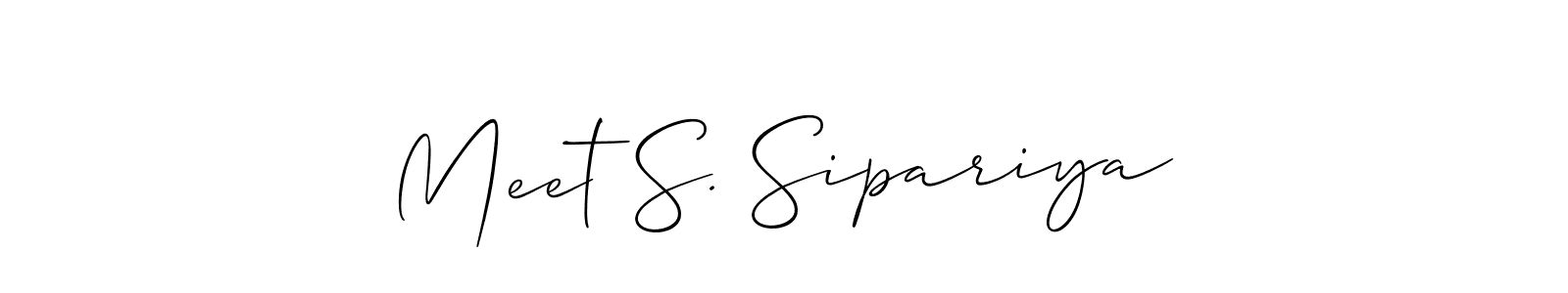 How to make Meet S. Sipariya name signature. Use Allison_Script style for creating short signs online. This is the latest handwritten sign. Meet S. Sipariya signature style 2 images and pictures png