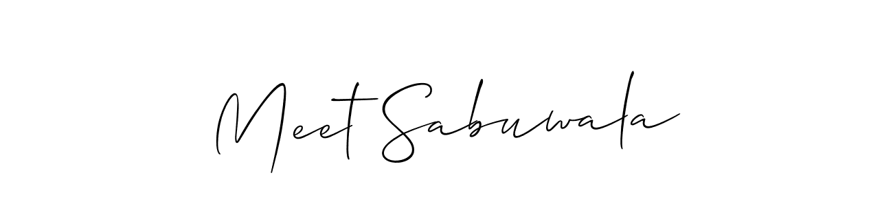 How to make Meet Sabuwala name signature. Use Allison_Script style for creating short signs online. This is the latest handwritten sign. Meet Sabuwala signature style 2 images and pictures png